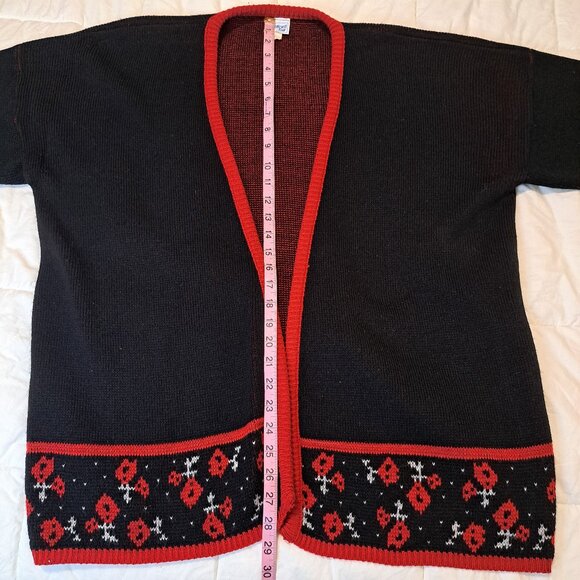 Vintage 80's Christmas Cardigan Sweater Size XL Bedford Fair Red/Black - Picture 10 of 10